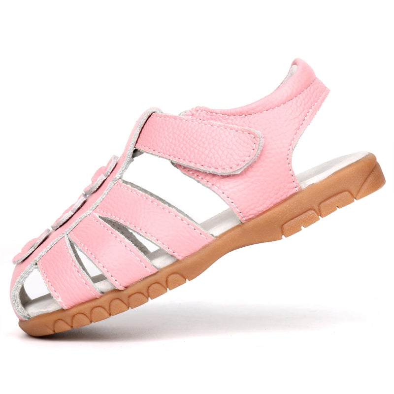 Femizee Girls Casual Leather Closed Toe Flower Princess Dress Sandal(Toddler/Little Kid) Size 6.5 Toddler,Pink,1508 CN24 - Image 3